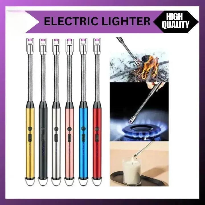 USB Rechargeable Electric Arc BBQ Lighter Windproof Flameless Plasma Lighter with 360° Flexible Neck and LED Battery Indicator for Kitchen Candles BBQ