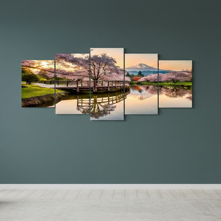 5-Piece Wooden Sticky Wall Frame Set – 16x40 Inch Ready Size | Self-Adhesive Decorative Wall Tiles with Easy Installation Tape