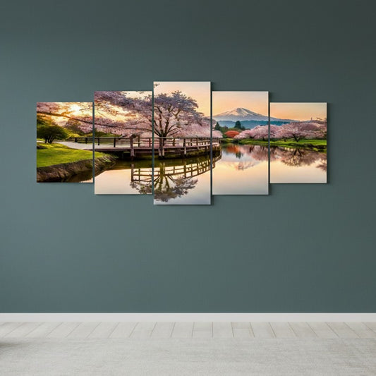 5-Piece Wooden Sticky Wall Frame Set – 16x40 Inch Ready Size | Self-Adhesive Decorative Wall Tiles with Easy Installation Tape